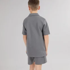 JACK & JONES Junge Basic Reißverschluss Poloshirt Und Shorts Set Castlerock
