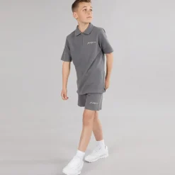JACK & JONES Junge Basic Reißverschluss Poloshirt Und Shorts Set Castlerock