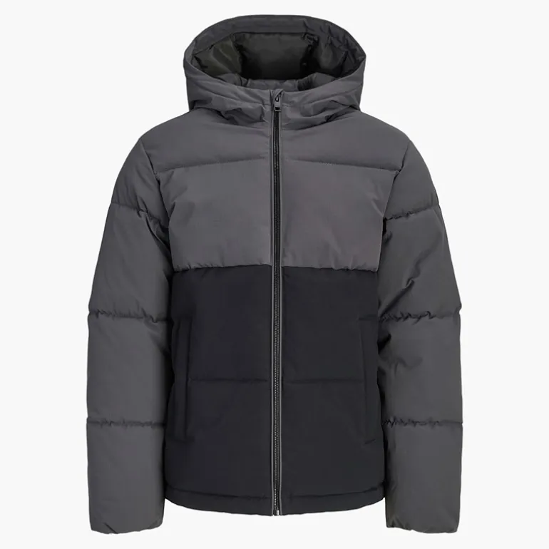 JACK & JONES Junge Surface Daunenjacke Asphalt/Schwarz