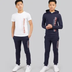 JACK & JONES Junior Jwhnew Struktur Drei Pack Trainingsanzug Und T Shirt Set Navy Blazer