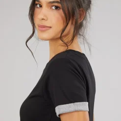Jacqueline De Yong Damen Ivy Kurzarm Kleid Schwarz