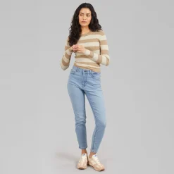 Jacqueline De Yong Damen Pflaume Langarm Strick Pullover Humus