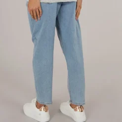 JJXX Damen Lissabon Hohe Taille Mom Jeans Hellblaue Jeans