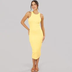JJXX Damen Rippen Maxikleid French Vanilla