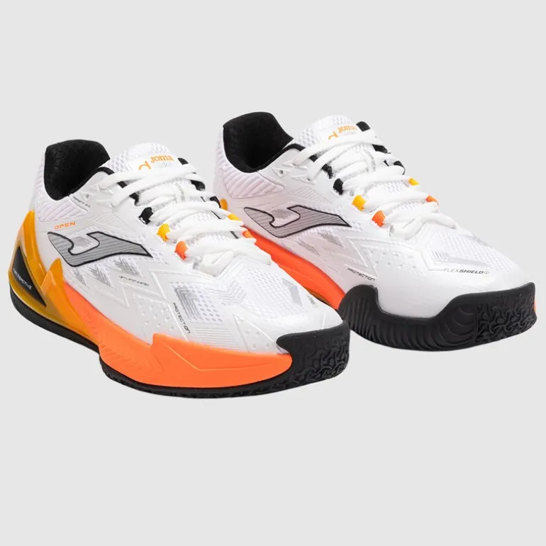 Joma Herren Open 25 Padel Schuhe White Fluorescent Saffron