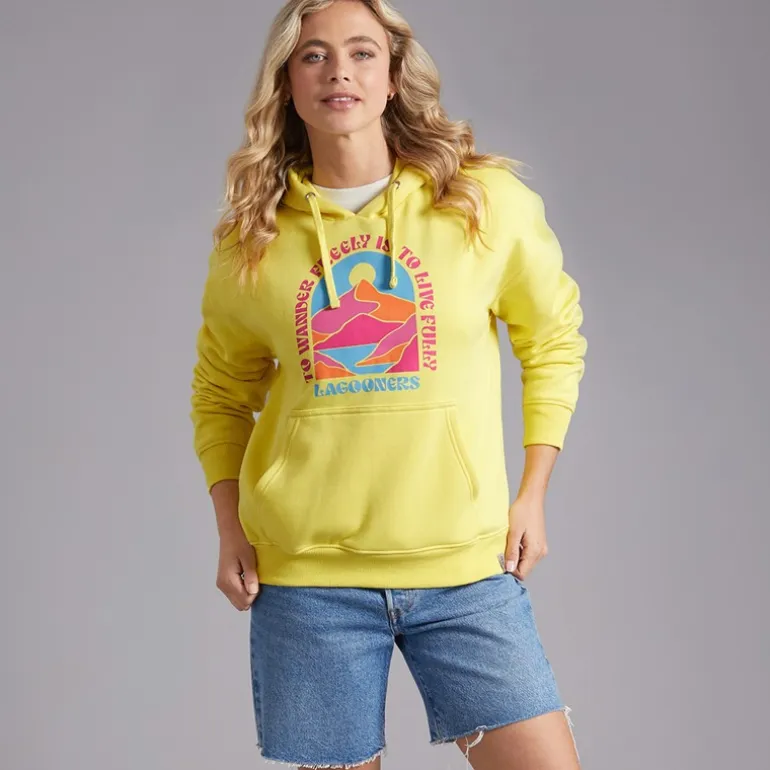 Lagooners Damen Nachtigall Nest Grafik Hoodie Gelb