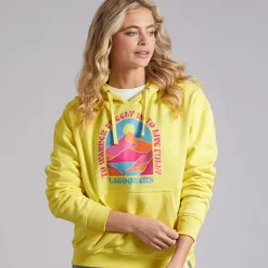 Lagooners Damen Nachtigall Nest Grafik Hoodie Gelb