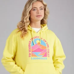 Lagooners Damen Nachtigall Nest Grafik Hoodie Gelb