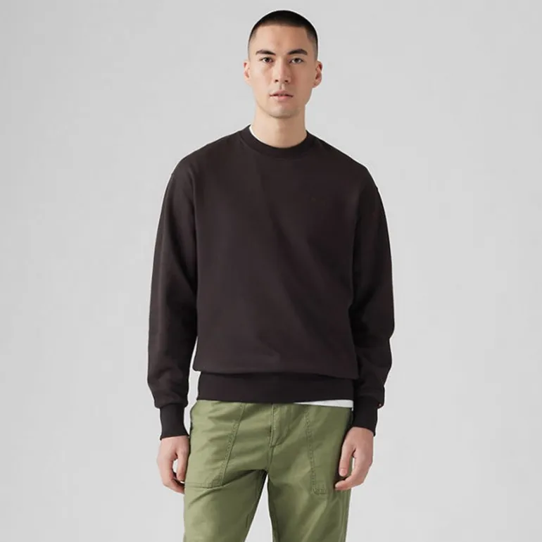 Levi's Herren Authentischer Crew Sweatshirt Black Agate Garment Dye