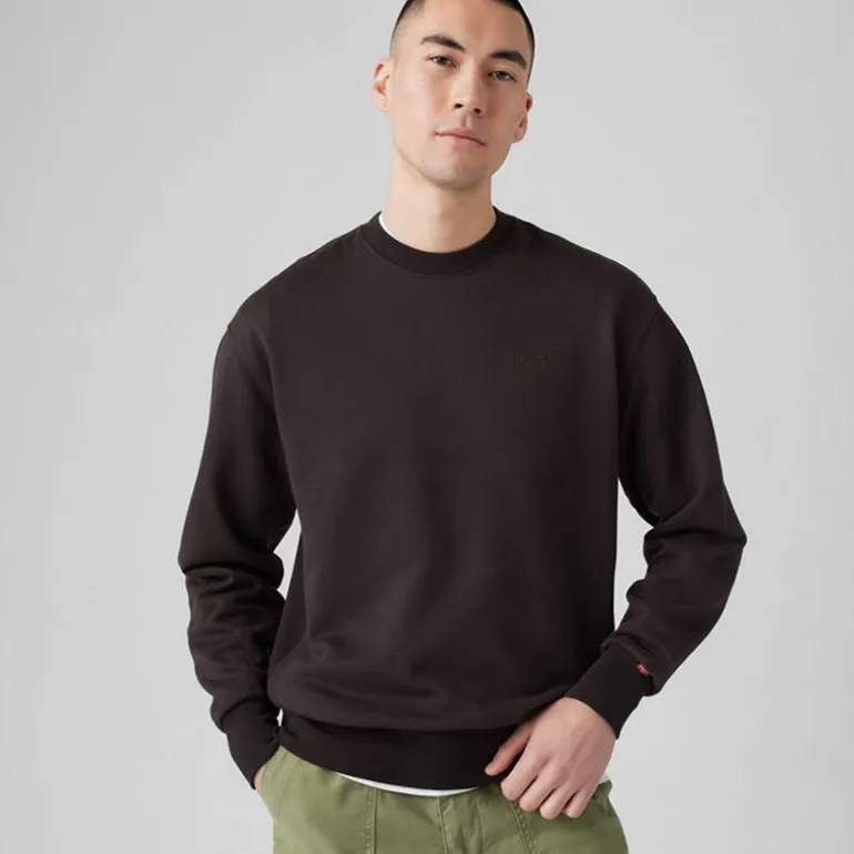 Levi's Herren Authentischer Crew Sweatshirt Black Agate Garment Dye