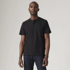 Levi's Herren Kurzarm HM T-Shirt Henley Mineral Black