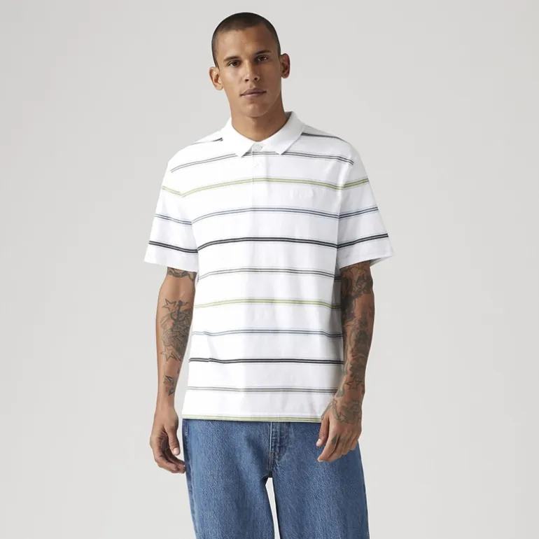 Levi's Herren Poloshirt Rowan Stripe Bright White