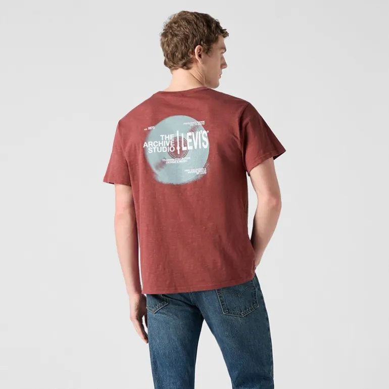 Levi's Herren Relaxed Fit T-Shirt Levis Records 1 Crushed Berry