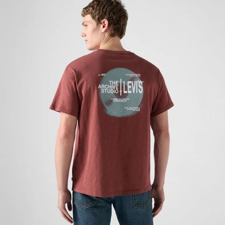 Levi's Herren Relaxed Fit T-Shirt Levis Records 1 Crushed Berry