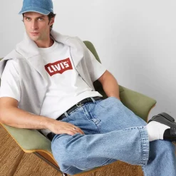 Levi's Herren Vintage Passform Grafik T Shirt Vintage Chili Oil Batwing White