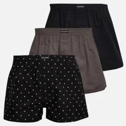Lyle And Scott Vintage Herren Melrose Drei Pack Boxer Aop/Granite Gray/Schwarz
