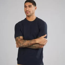 Lyle And Scott Vintage Herren T Shirt mit Einsätzen Z271 Dark Navy