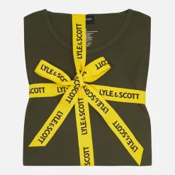 Lyle And Scott Vintage Herren Hugo Langarmshirt und Shorts Lounge Set Climbing Ivy/Schwarz