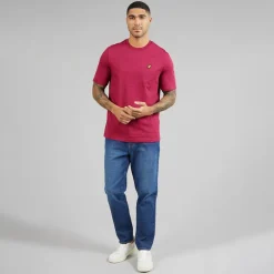 Lyle And Scott Vintage Herren Mittelschweres Baumwoll T Shirt Rich Burgundy