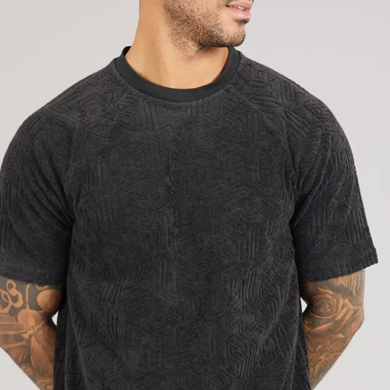 Lyle And Scott Vintage Herren Emblem Frottee T-Shirt Z865 Jet Black