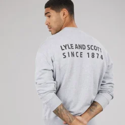Lyle And Scott Vintage Herren Oversized 1874 Sweatshirt Light Grey Marl