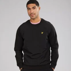 Lyle And Scott Vintage Herren Halb Raglan Hybrid Sweatshirt Z865 Jet Black