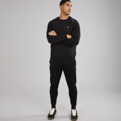 Lyle And Scott Vintage Herren Halb Raglan Hybrid Sweatshirt Z865 Jet Black