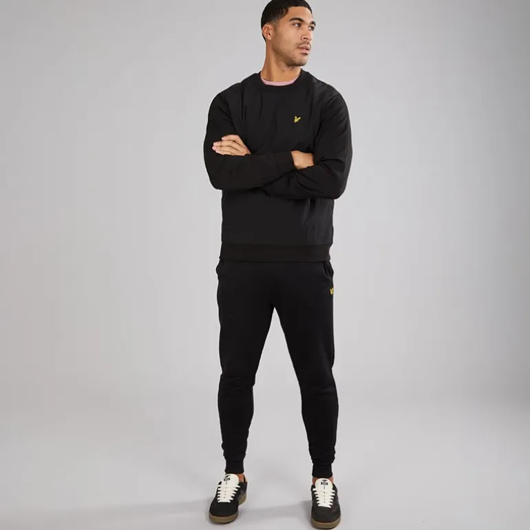 Lyle And Scott Vintage Herren Halb Raglan Hybrid Sweatshirt Z865 Jet Black