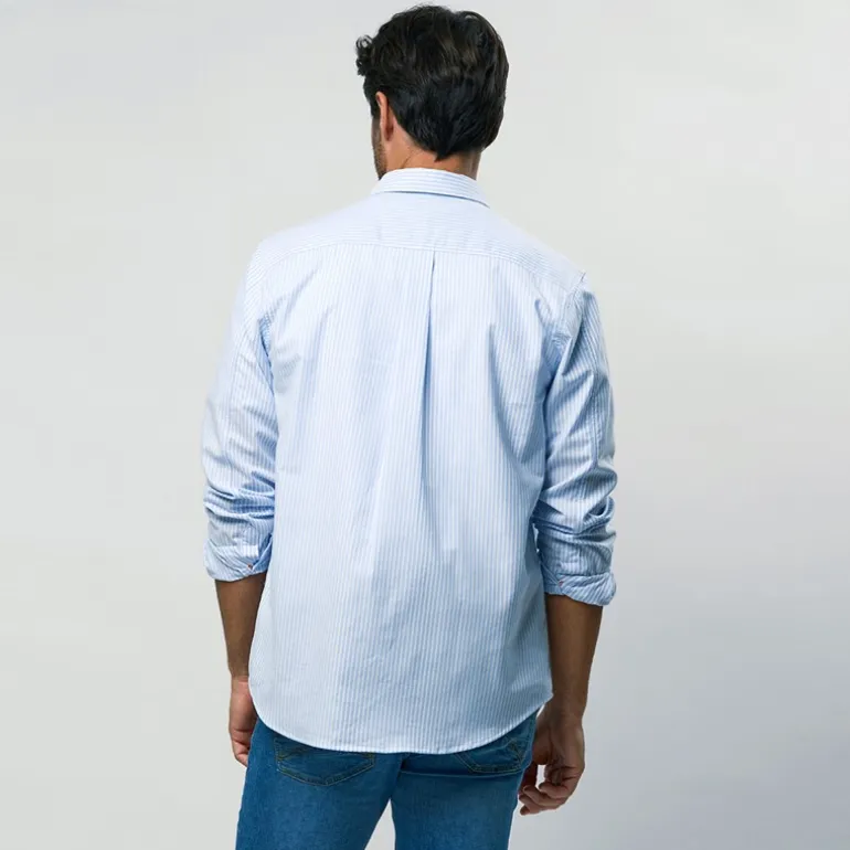 MCS Herren Greg Hemd Light Blue Stripe