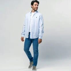 MCS Herren Greg Hemd Light Blue Stripe