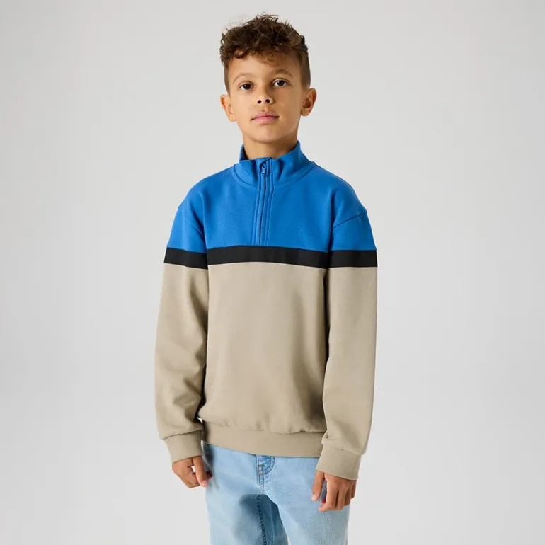 Name It Junge Burke Half Zip Sweatshirt Vintage Khaki