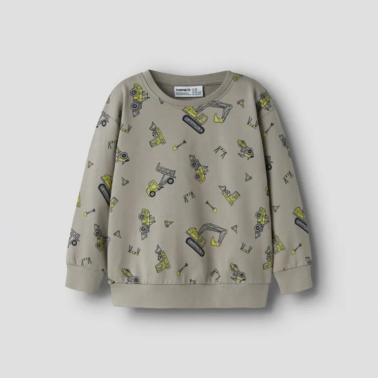 Name It Junge Mini Vildar Dino Bagger Pullover Vintage Khaki
