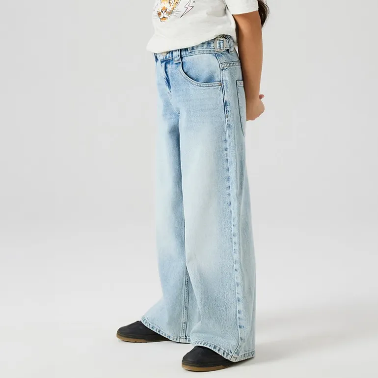Name It Mädchen Bella Skater Schnalle Jeans Light Blue Bleached Denim
