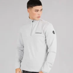 Napapijri Herren Sesano 1/2 Zip Oberteil Light Grey Solid