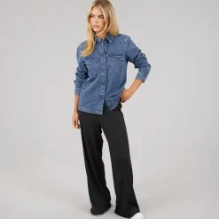 Noisy May Damen Pasa Weites Bein Hose Schwarz