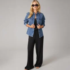 Noisy May Damen Signe Jeans Hemd Medium Blue Denim
