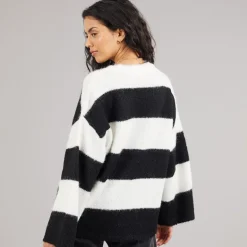 Noisy May Damen Sutton Oversized Strick Pullover Eggnog