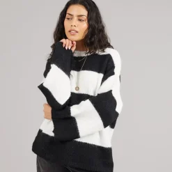 Noisy May Damen Sutton Oversized Strick Pullover Eggnog