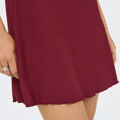 Only Damen Bill Kurzarm Kleid Ruby Wine