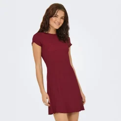 Only Damen Bill Kurzarm Kleid Ruby Wine
