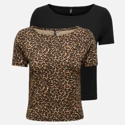 Only Damen Zwei Pack T Shirts Schwarz