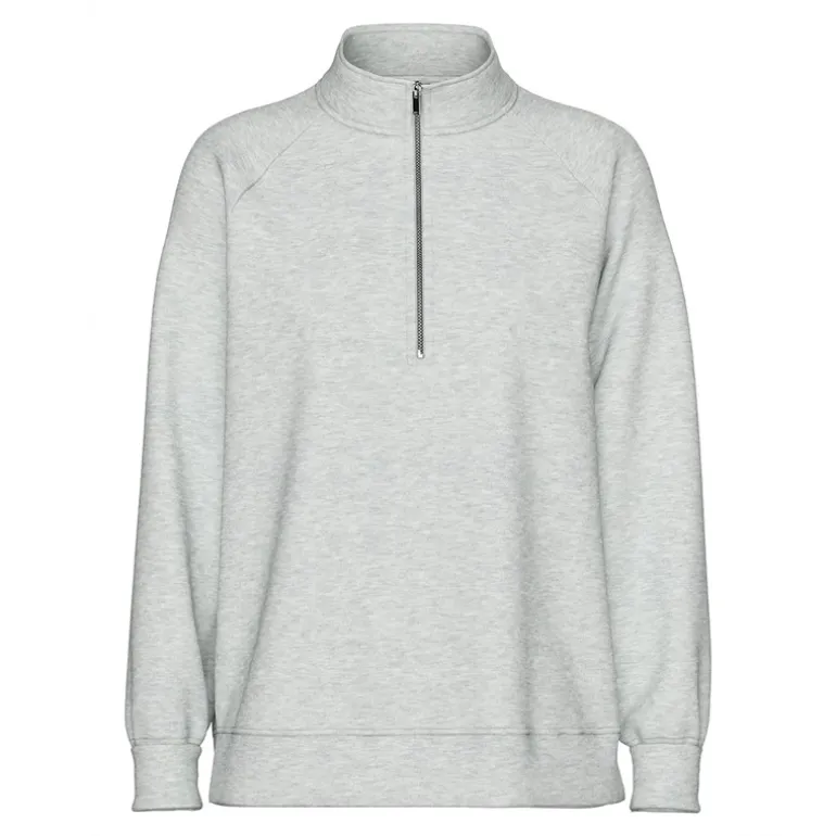 Pieces Damen Chilli Halb Reißverschluss Pullover Light Grey Melange