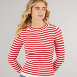 Pieces Damen Crista O Ausschnitt Gestrickter Pullover Lollipop