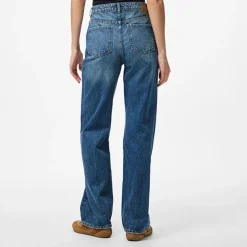 Pieces Damen Kate gerade geschnittene Jeans Medium Blue Denim