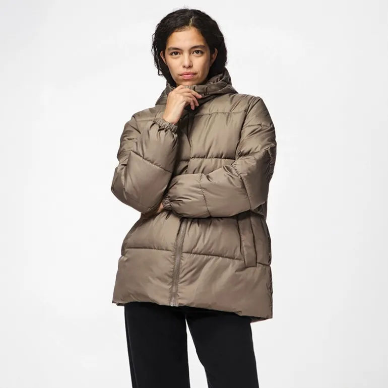 Pieces Damen Maddie Pufferjacke Braun