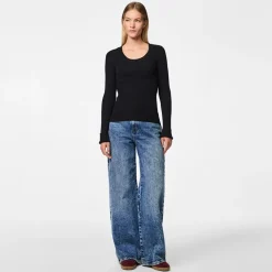 Pieces Damen Mira Strick Oberteil Schwarz