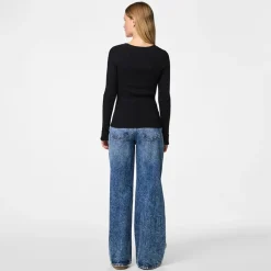 Pieces Damen Mira Strick Oberteil Schwarz