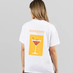 Pieces Damen Oversized Grafik T Shirt Weiß Espresso White Espresso
