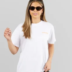 Pieces Damen Oversized Grafik T Shirt Weiß Espresso White Espresso