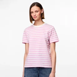 Pieces Damen Ria gestreiftes T Shirt Pastel Lavender